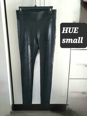 HUE Black Faux Leather Leggings